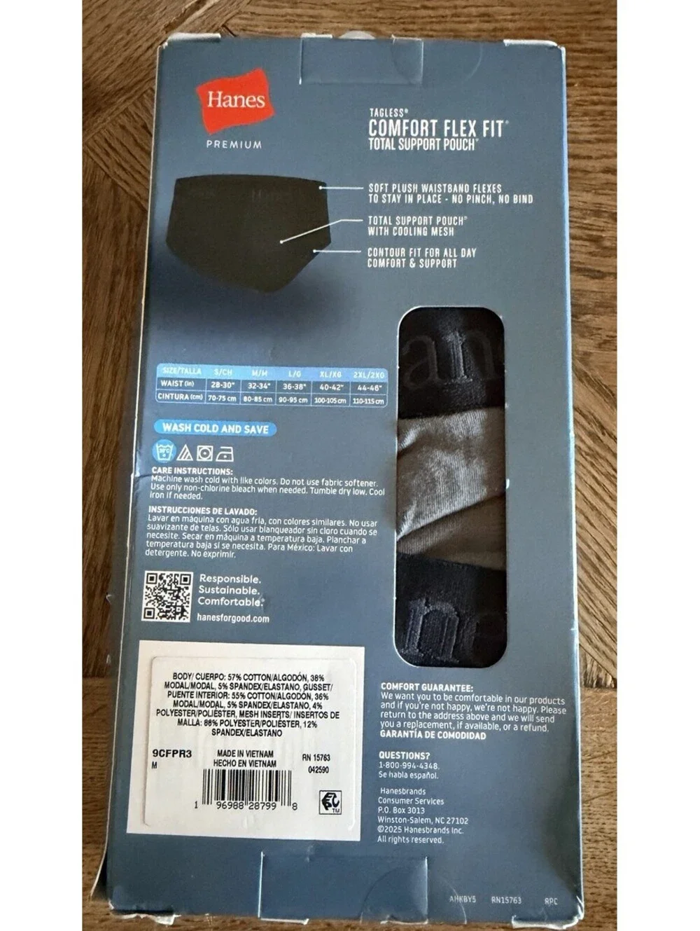 Hanes Premium Men's 3pk ComfortFlex Briefs - Black/Gray M Breathable Wicking